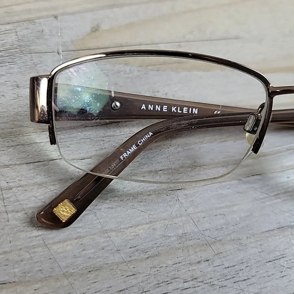 Anne Klein AK5003 Eyeglasses 208‎ Mocha 50-17-140 Flex Hinges Half Rim Frames